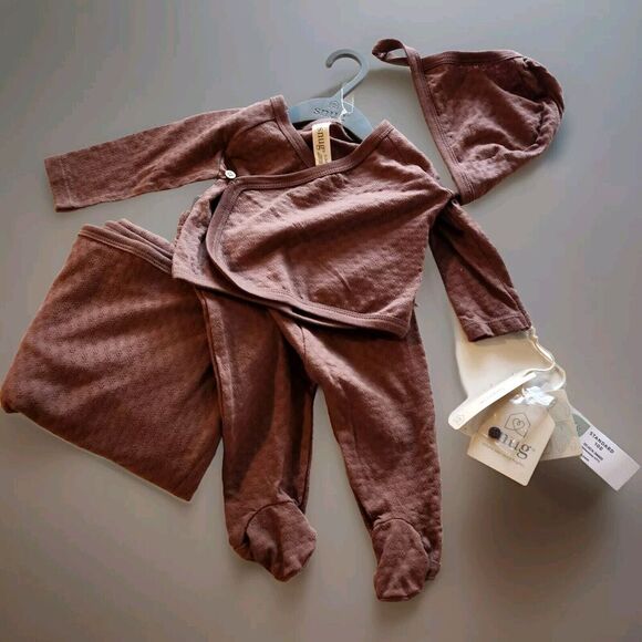 Snug Take Me Home Cotton Bonnet, Top Footed Pants & Blanket, 4piece Set Size 3-6 - Picture 1 of 8